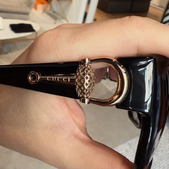 Gucci GG3727 Black Diamantissima Horsebit Oversized Square Sunglasses - Picture 8 of 12